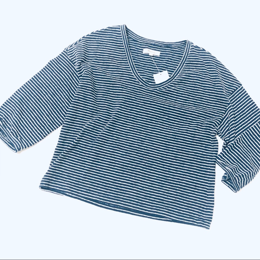 NWT - Madewell Blue and White Crop Sweater
